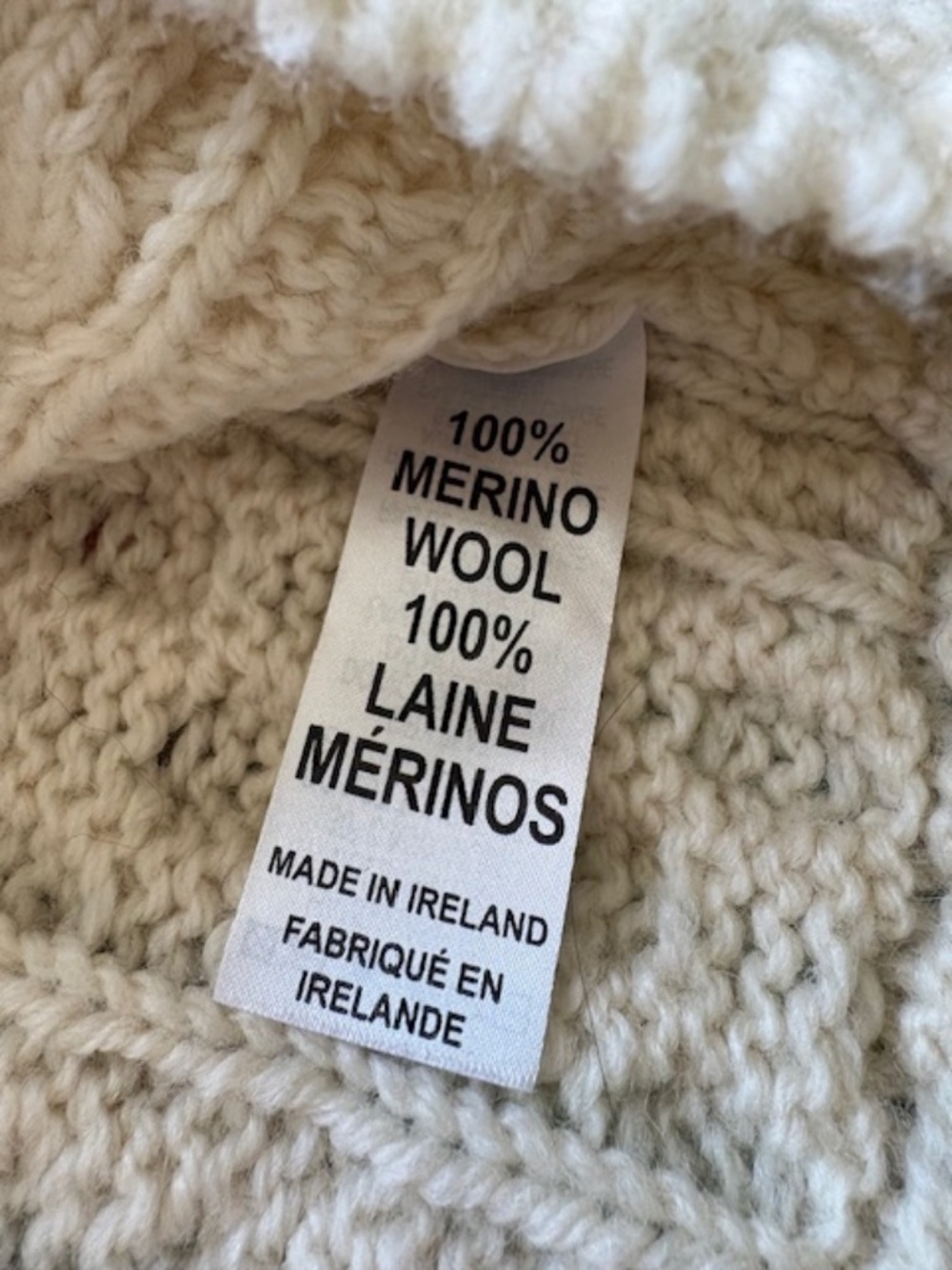 ARAN MOR Women's sz S Irish cable knit sweater polo neck natural white - Picture 4 of 14